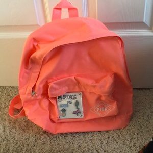 PINK neon orange small backpack